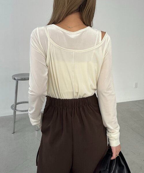 CAPRICIEUX LE'MAGE（カプリシューレマージュ）の「レイヤードベロアTシャツ（Tシャツ/カットソー・レディース・ブラック/グレイッシュベージュ/ホワイト系その他・FREE）」の10枚目の写真