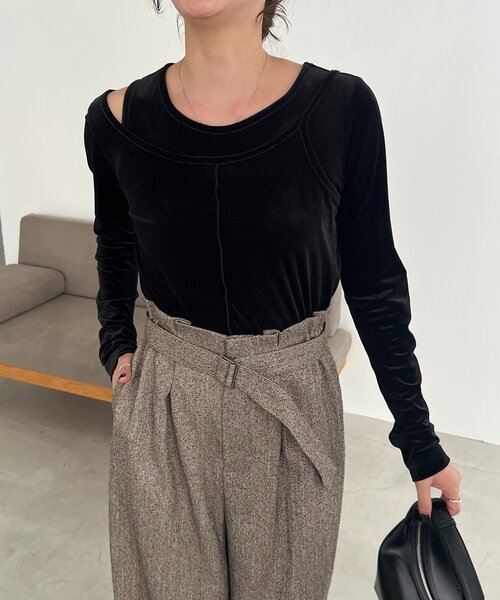 CAPRICIEUX LE'MAGE（カプリシューレマージュ）の「レイヤードベロアTシャツ（Tシャツ/カットソー・レディース・ブラック/グレイッシュベージュ/ホワイト系その他・FREE）」の12枚目の写真