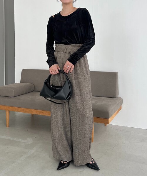 CAPRICIEUX LE'MAGE（カプリシューレマージュ）の「レイヤードベロアTシャツ（Tシャツ/カットソー・レディース・ブラック/グレイッシュベージュ/ホワイト系その他・FREE）」の13枚目の写真