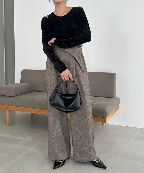 CAPRICIEUX LE'MAGE（カプリシューレマージュ）の「レイヤードベロアTシャツ（Tシャツ/カットソー・レディース・ブラック/グレイッシュベージュ/ホワイト系その他・FREE）」の16枚目の写真