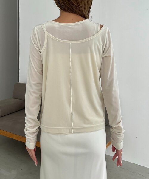 CAPRICIEUX LE'MAGE（カプリシューレマージュ）の「レイヤードベロアTシャツ（Tシャツ/カットソー・レディース・ブラック/グレイッシュベージュ/ホワイト系その他・FREE）」の22枚目の写真