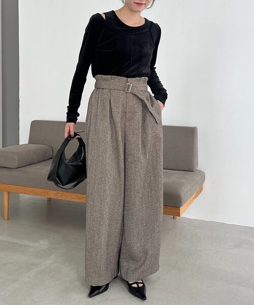 CAPRICIEUX LE'MAGE（カプリシューレマージュ）の「レイヤードベロアTシャツ（Tシャツ/カットソー・レディース・ブラック/グレイッシュベージュ/ホワイト系その他・FREE）」の14枚目の写真