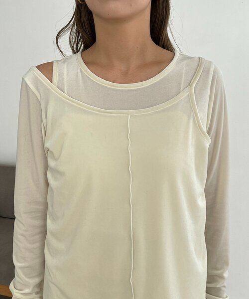 CAPRICIEUX LE'MAGE（カプリシューレマージュ）の「レイヤードベロアTシャツ（Tシャツ/カットソー・レディース・ブラック/グレイッシュベージュ/ホワイト系その他・FREE）」の22枚目の写真