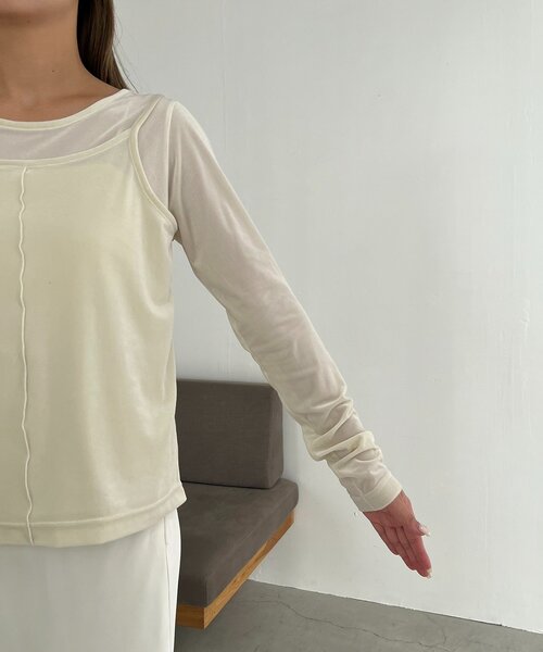 【新品】レイヤードベロアTシャツ　カプリシュレマージュ レイヤードベロアTシャツ | CAPRICIEUX LE'MAGE(カプリシュレマージュ