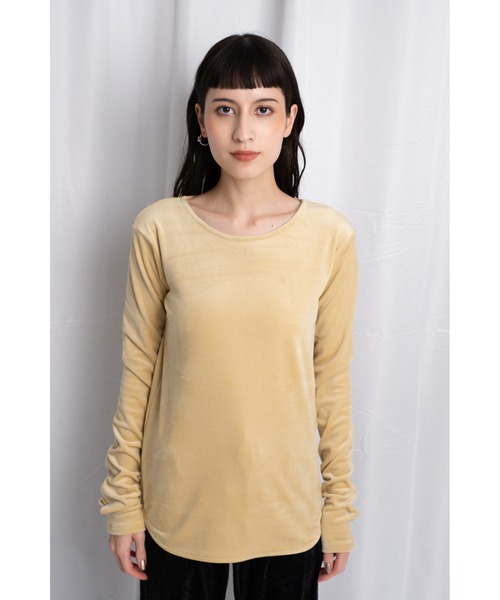 CAROUSE LAMBRA(ケラウズランブラ)の「LS BOAT(Tシャツ/カットソー・レディース・ベージュ/ネイビー・FREE)」の1枚目の写真