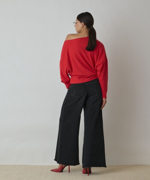 Diagram（ダイアグラム）の「アシメテレコカットトップ（Tシャツ/カットソー・レディース・レッド/ブラウン/ブラック・36）」の18枚目の写真