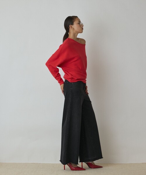 Diagram（ダイアグラム）の「アシメテレコカットトップ（Tシャツ/カットソー・レディース・レッド/ブラウン/ブラック・36）」の19枚目の写真