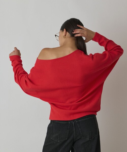 Diagram（ダイアグラム）の「アシメテレコカットトップ（Tシャツ/カットソー・レディース・レッド/ブラウン/ブラック・36）」の20枚目の写真