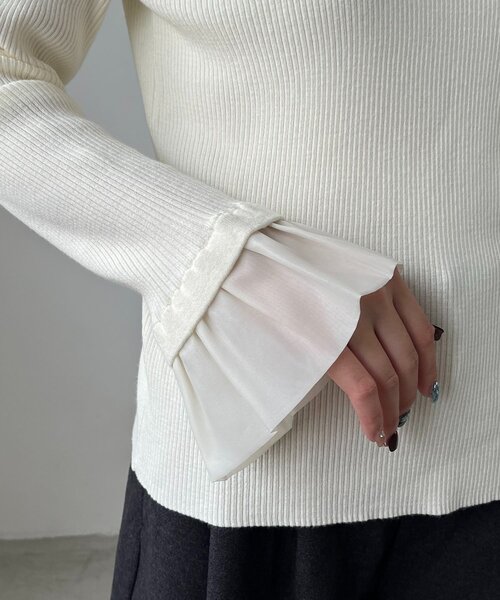 CAPRICIEUX LE'MAGE(カプリシューレマージュ)の「フレアカフスニット(ニット/セーター・レディース・ブラウン/ブラック/オフホワイト・FREE)」の9枚目の写真