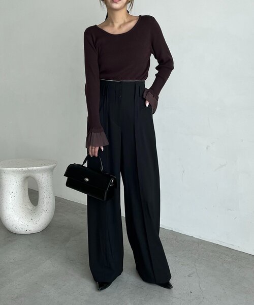 CAPRICIEUX LE'MAGE(カプリシューレマージュ)の「フレアカフスニット(ニット/セーター・レディース・ブラウン/ブラック/オフホワイト・FREE)」の13枚目の写真