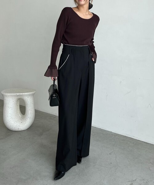 CAPRICIEUX LE'MAGE(カプリシューレマージュ)の「フレアカフスニット(ニット/セーター・レディース・ブラウン/ブラック/オフホワイト・FREE)」の19枚目の写真