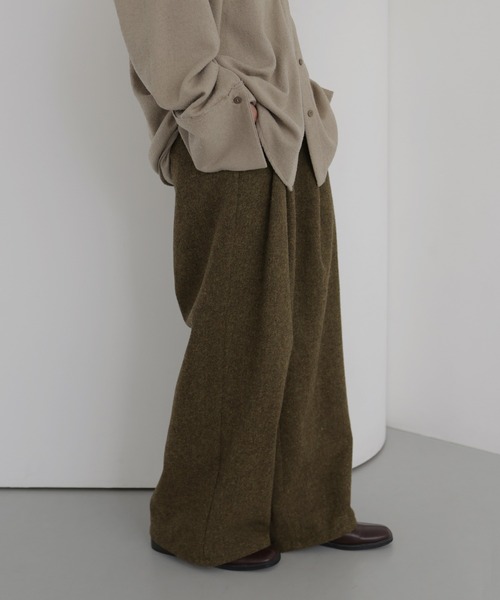 hellam（へラム）の「ツイードタックパンツ（スラックス・レディース・カーキ/ブラウン/ブラック・FREE）」の3枚目の写真