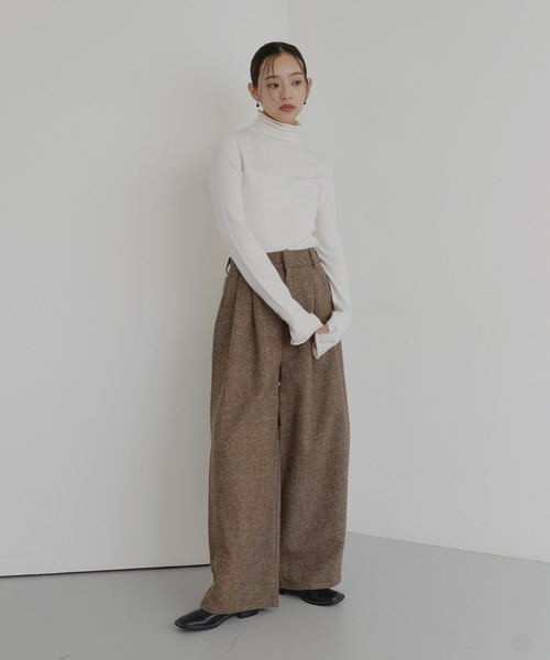hellam（へラム）の「ツイードタックパンツ（スラックス・レディース・カーキ/ブラウン/ブラック・FREE）」の7枚目の写真