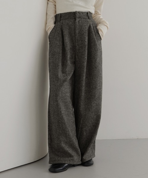hellam（へラム）の「ツイードタックパンツ（スラックス・レディース・カーキ/ブラウン/ブラック・FREE）」の19枚目の写真