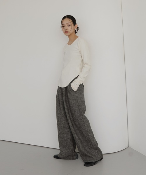 hellam（へラム）の「ツイードタックパンツ（スラックス・レディース・カーキ/ブラウン/ブラック・FREE）」の8枚目の写真