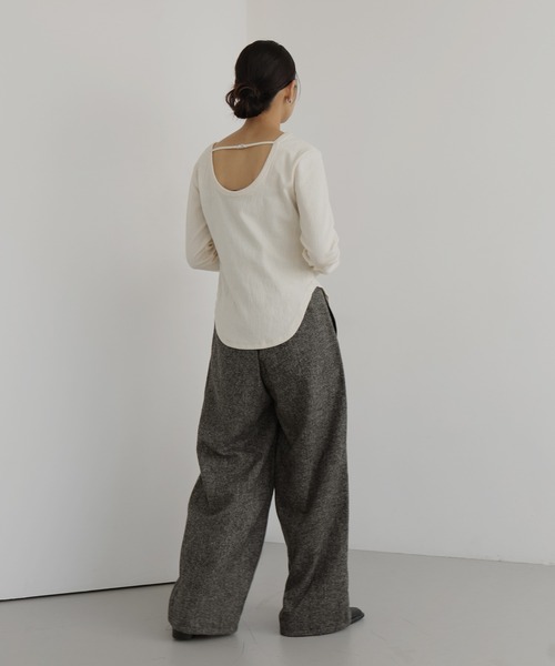 hellam（へラム）の「ツイードタックパンツ（スラックス・レディース・カーキ/ブラウン/ブラック・FREE）」の12枚目の写真