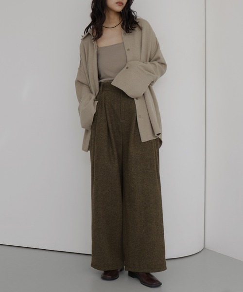 hellam（へラム）の「ツイードタックパンツ（スラックス・レディース・カーキ/ブラウン/ブラック・FREE）」の9枚目の写真