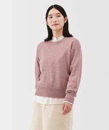 婦人 洗えるウールミドルゲージクルーネックセーター