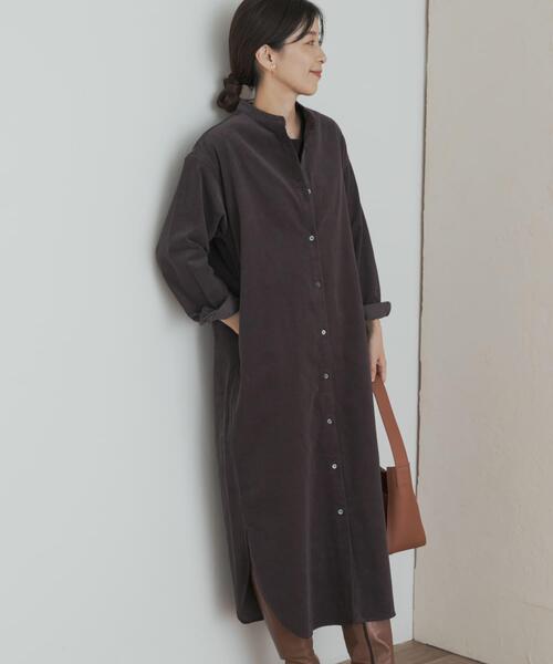 URBAN RESEARCH DOORS(アーバンリサーチドアーズ)の「『WEB/一部店舗限定カラー』『UR TECH』コーデュロイシャツワンピース(ワンピース・レディース・ベージュ/グレー/ライトブルー/オレンジ/マスタード・MEDIUM/SMALL)」の3枚目の写真