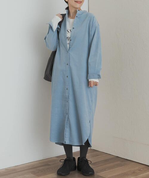 Naptime. Nissy コーデュロイシャツワンピース Nissy ブランド naptime コーデュロイシャツワンピースBLUE Naptime