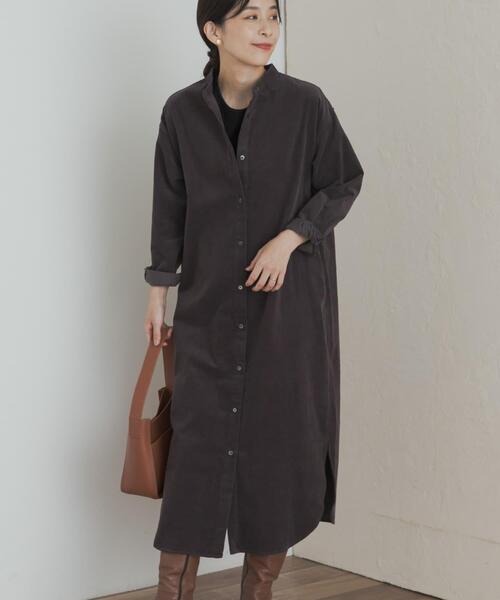 URBAN RESEARCH DOORS(アーバンリサーチドアーズ)の「『WEB/一部店舗限定カラー』『UR TECH』コーデュロイシャツワンピース(ワンピース・レディース・ベージュ/グレー/ライトブルー/オレンジ/マスタード・MEDIUM/SMALL)」の8枚目の写真