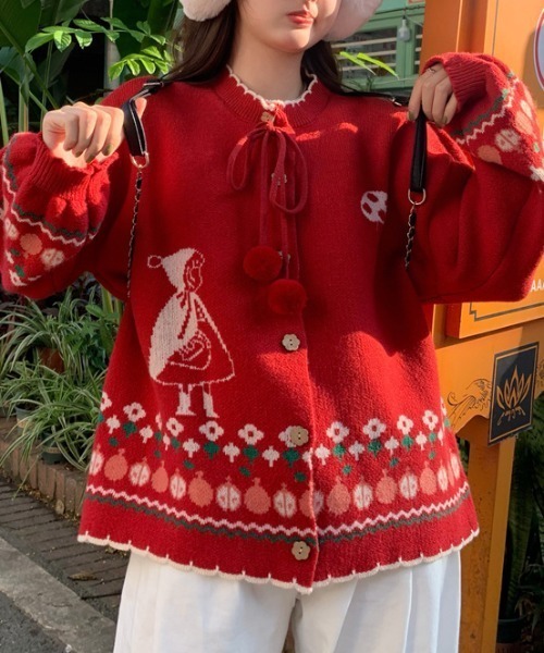 セール】【秋冬新作】ジャカードニットカーディガン（カーディガン