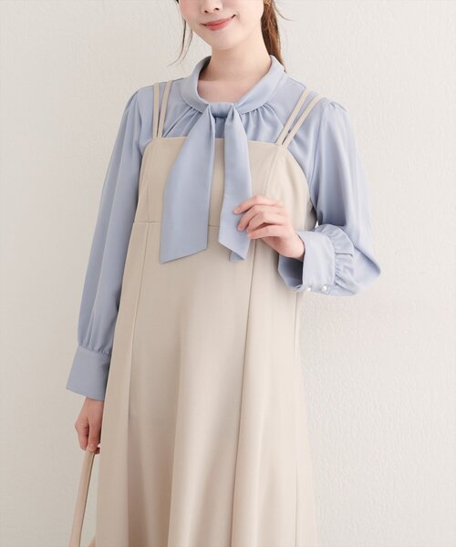 natural couture（ナチュラルクチュール）の「【WEB限定】袖口パールノット結びボウタイブラウス（シャツ/ブラウス・レディース・サックスブルー/ピンクベージュ/ブラウン/その他1/ネイビー/チャコールグレー/グレー/オフホワイト・FREE）」の19枚目の写真