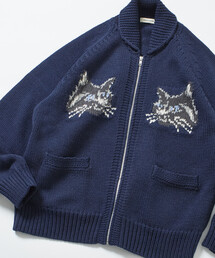FREAK'S STORE(フリークスストア)の限定展開 リラックスフィット ジャガード カウチン ジップアップ ニットカーディガン / アニマル柄(カーディガン/ボレロ)