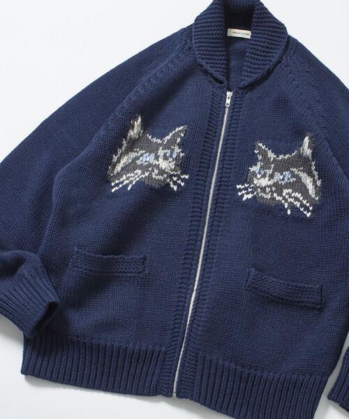 FREAK'S STORE(フリークスストア)の「限定展開 リラックスフィット ジャガード カウチン ジップアップ ニットカーディガン / アニマル柄(カーディガン/ボレロ・メンズ・ネイビー/ブラウン/チャコールグレー/ブラック・LARGE/MEDIUM)」の4枚目の写真
