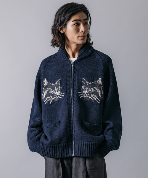 セール】限定展開 リラックスフィット ジャガード カウチン ジップ