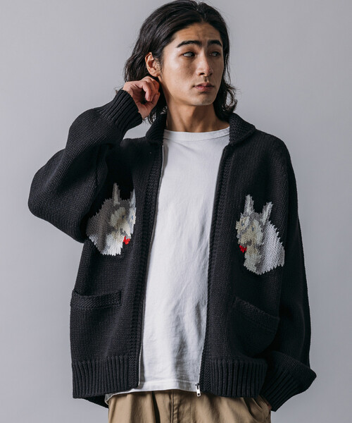 セール】限定展開 リラックスフィット ジャガード カウチン ジップ