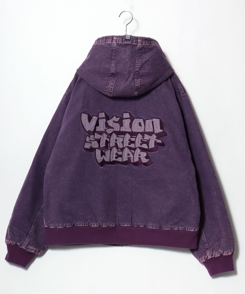 VISION STREET WEAR(ヴィジョンストリートウェア)の「2025AW VISION STREET WEAR/ヴィジョンストリートウエア ウォッシュ加工 フロント・バックロゴ刺繍 ビックシルエット 中綿 デニムフードブルゾン(ブルゾン・メンズ・パープル/ブラウン/スミクロ・M/L)」の19枚目の写真