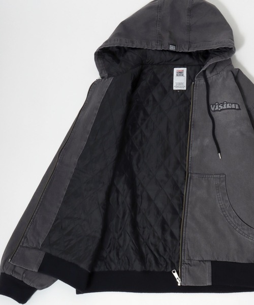 VISION STREET WEAR(ヴィジョンストリートウェア)の「2025AW VISION STREET WEAR/ヴィジョンストリートウエア ウォッシュ加工 フロント・バックロゴ刺繍 ビックシルエット 中綿 デニムフードブルゾン(ブルゾン・メンズ・パープル/ブラウン/スミクロ・M/L)」の7枚目の写真