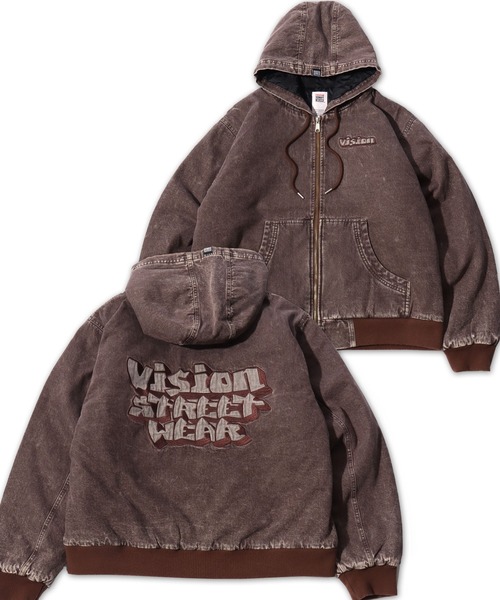 VISION STREET WEAR(ヴィジョンストリートウェア)の「2025AW VISION STREET WEAR/ヴィジョンストリートウエア ウォッシュ加工 フロント・バックロゴ刺繍 ビックシルエット 中綿 デニムフードブルゾン(ブルゾン・メンズ・パープル/ブラウン/スミクロ・M/L)」の10枚目の写真