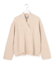 【WOMEN】ウールカシミヤ 変形Vネック ニット