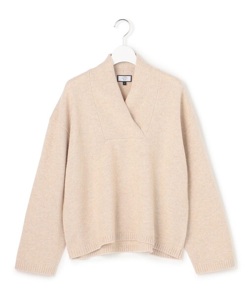 J.PRESS YORK STREET(ジェイプレスヨークストリート)の「【WOMEN】ウールカシミヤ 変形Vネック ニット(ニット/セーター・レディース・ブルー系/アイボリー系/ネイビー系/レッド系・F)」の1枚目の写真