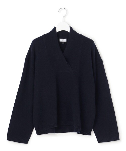 J.PRESS YORK STREET(ジェイプレスヨークストリート)の「【WOMEN】ウールカシミヤ 変形Vネック ニット(ニット/セーター・レディース・ブルー系/アイボリー系/ネイビー系/レッド系・F)」の2枚目の写真