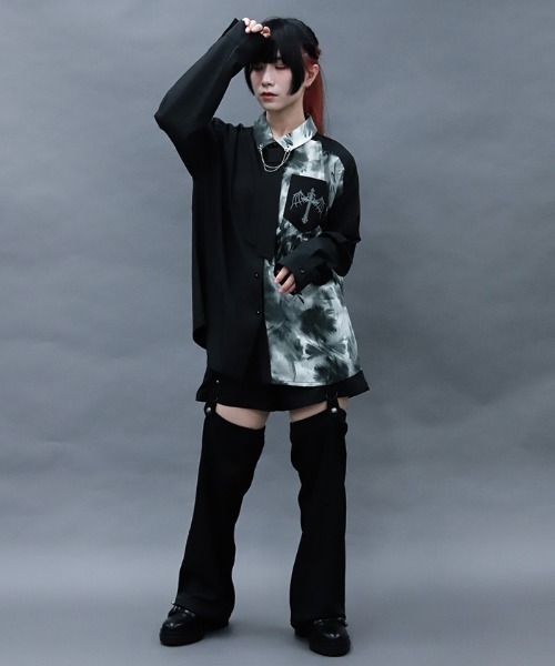 NIBBLE POISON(ニブルポイズン)の「マーブルバイカラーシャツ(シャツ/ブラウス・レディース・グレー/ブルー/レッド・MEDIUM)」の14枚目の写真