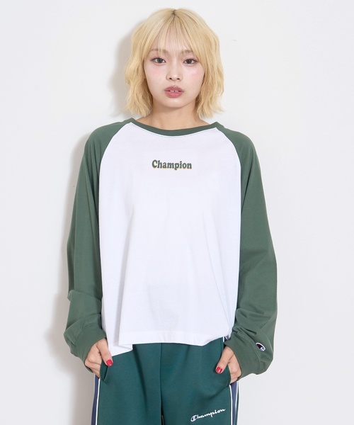 Champion（チャンピオン）の「【Champion】【綿100％】ラグラン長T（Tシャツ/カットソー・キッズ・ライトブルー/グリーン/ブラック・S:140cm/M:150cm/L:160cm）」の4枚目の写真