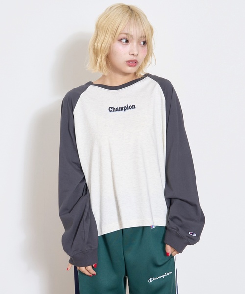 Champion（チャンピオン）の「【Champion】【綿100％】ラグラン長T（Tシャツ/カットソー・キッズ・ライトブルー/グリーン/ブラック・S:140cm/M:150cm/L:160cm）」の8枚目の写真