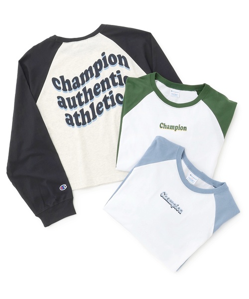 Champion（チャンピオン）の「【Champion】【綿100％】ラグラン長T（Tシャツ/カットソー・キッズ・ライトブルー/グリーン/ブラック・S:140cm/M:150cm/L:160cm）」の9枚目の写真