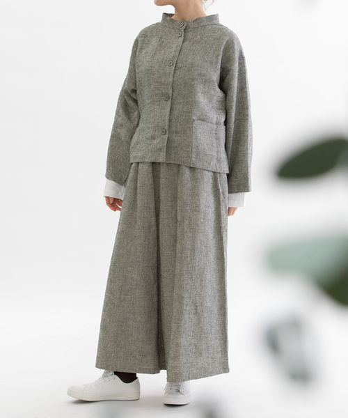nop de nod(ノップドゥノッド)の「リネンビエラ起毛フレアーマキシパンツ(その他パンツ・レディース・スミクロ/ネイビー/ブラック・M)」の3枚目の写真