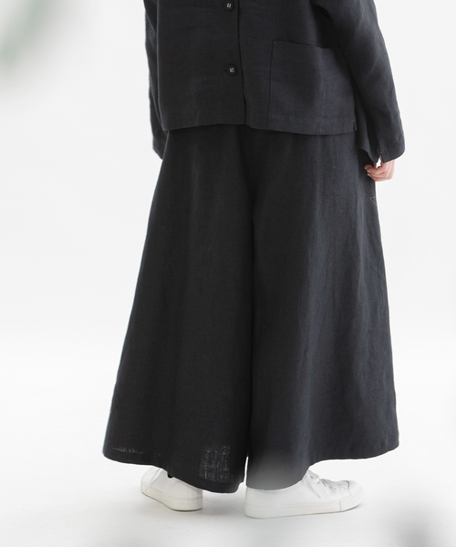 nop de nod(ノップドゥノッド)の「リネンビエラ起毛フレアーマキシパンツ(その他パンツ・レディース・スミクロ/ネイビー/ブラック・M)」の2枚目の写真