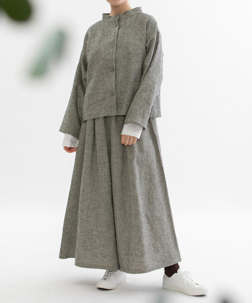 nop de nod(ノップドゥノッド)の「リネンビエラ起毛フレアーマキシパンツ(その他パンツ・レディース・スミクロ/ネイビー/ブラック・M)」の10枚目の写真