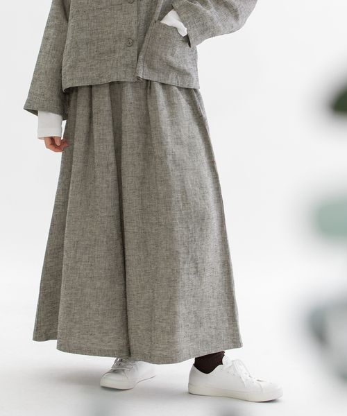 nop de nod(ノップドゥノッド)の「リネンビエラ起毛フレアーマキシパンツ(その他パンツ・レディース・スミクロ/ネイビー/ブラック・M)」の13枚目の写真