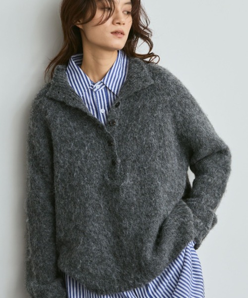 Libra Cue（リブラ キュー）の「モヘアタッチボトルネックプルオーバー（ニット/セーター・レディース・アイボリー/ブラック/グレー・FREE）」の3枚目の写真