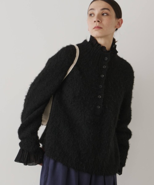 Libra Cue（リブラ キュー）の「モヘアタッチボトルネックプルオーバー（ニット/セーター・レディース・アイボリー/ブラック/グレー・FREE）」の2枚目の写真