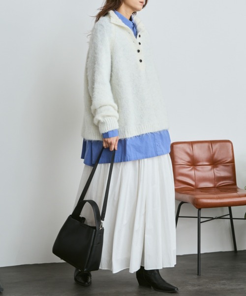 Libra Cue（リブラ キュー）の「モヘアタッチボトルネックプルオーバー（ニット/セーター・レディース・アイボリー/ブラック/グレー・FREE）」の17枚目の写真