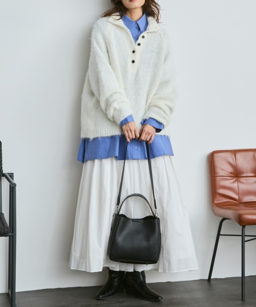 Libra Cue（リブラ キュー）の「モヘアタッチボトルネックプルオーバー（ニット/セーター・レディース・アイボリー/ブラック/グレー・FREE）」の18枚目の写真