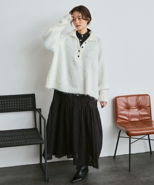 Libra Cue（リブラ キュー）の「モヘアタッチボトルネックプルオーバー（ニット/セーター・レディース・アイボリー/ブラック/グレー・FREE）」の10枚目の写真